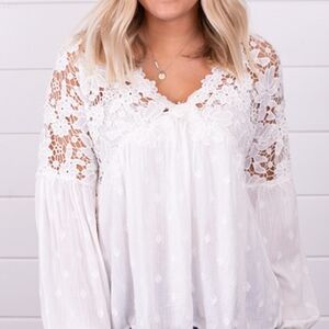 Free People Lina Lace Blouse Size Large